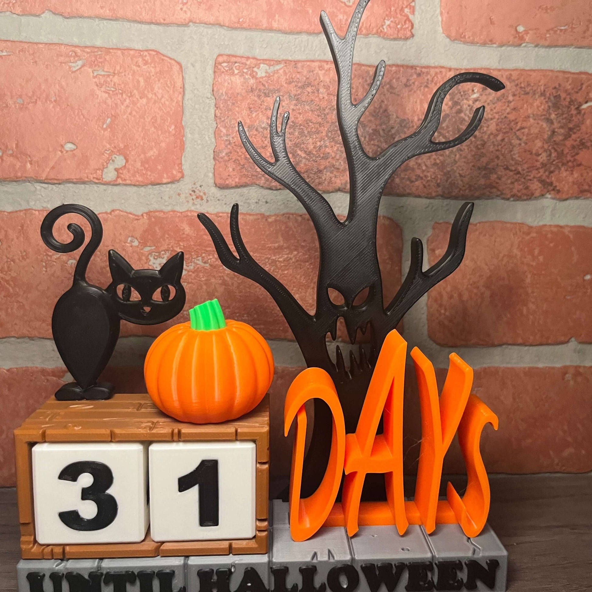 Halloween Countdown Calendar | Black Cat, Pumpkin & Tree Decor | Seasonal Fall Mantelpiece-Printastic Treasures