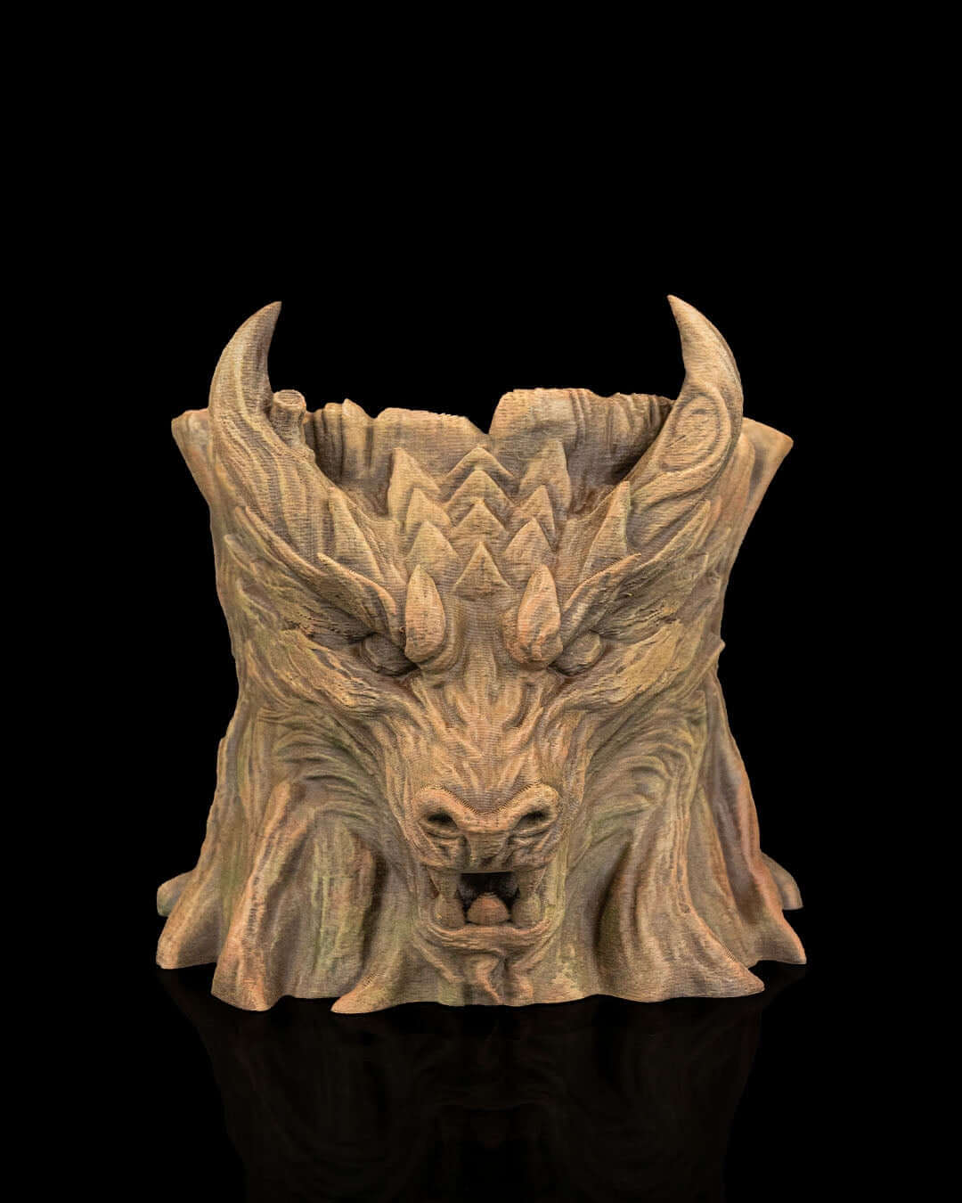 Eco-friendly dragon head stump planter for indoor and outdoor garden decor.