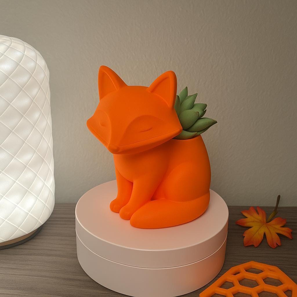 Succulent Planter, Fox Shaped-Printastic Treasures