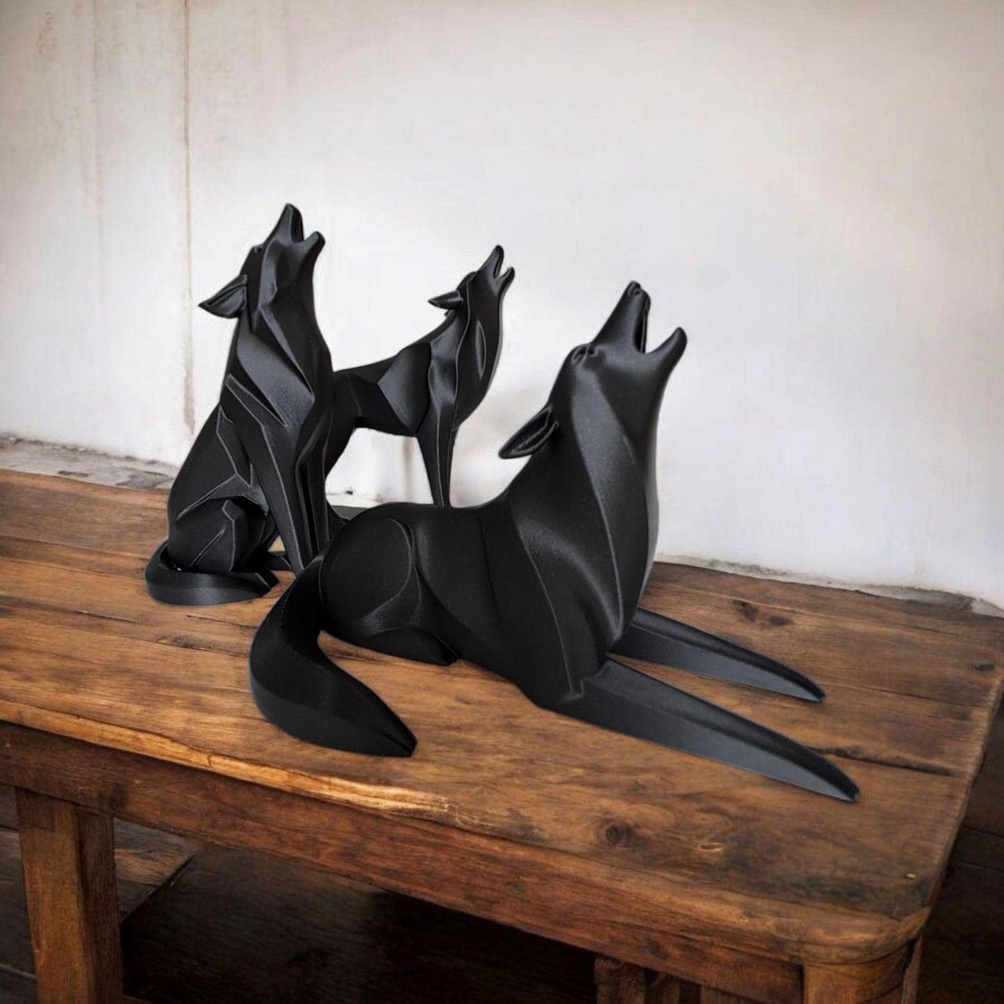 Wolf Figurines Set, 3D Printed Howling Wolves-Printastic Treasures