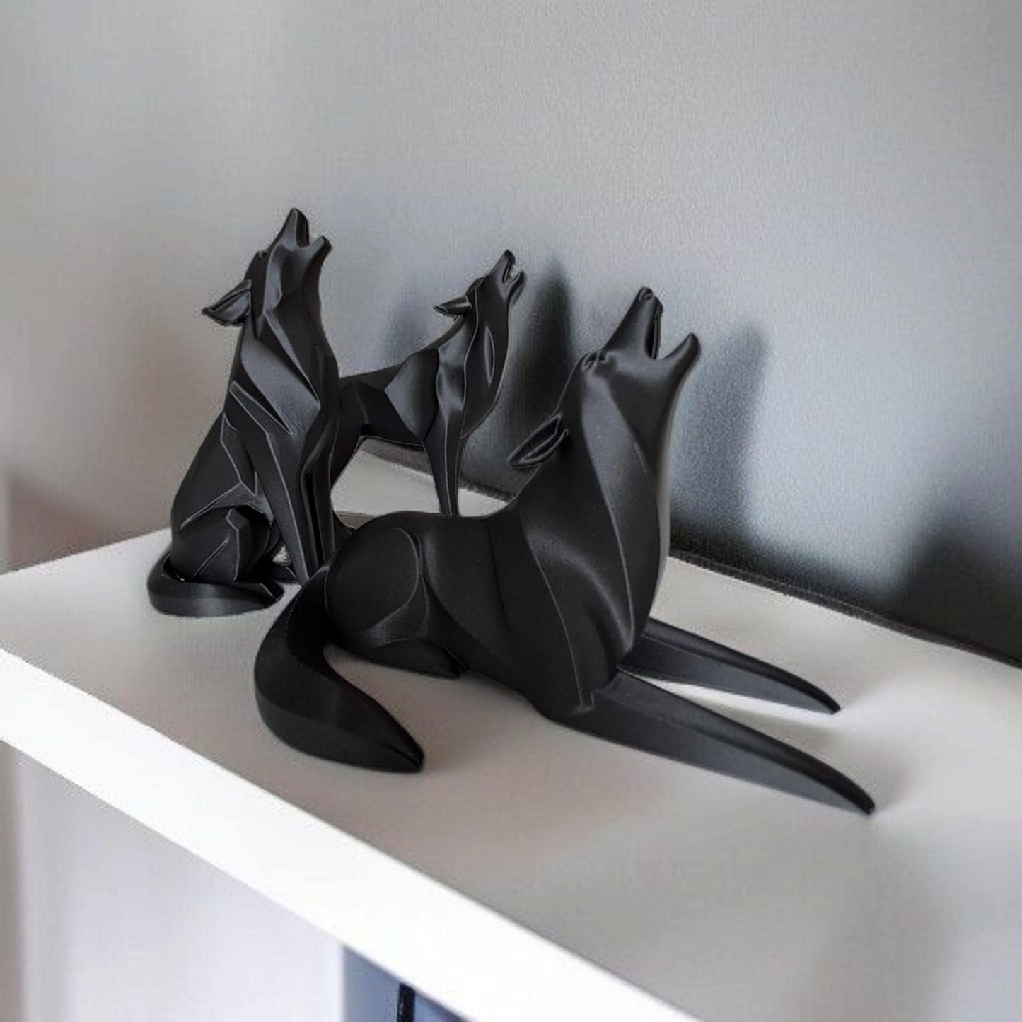 Wolf Figurines Set, 3D Printed Howling Wolves-Printastic Treasures