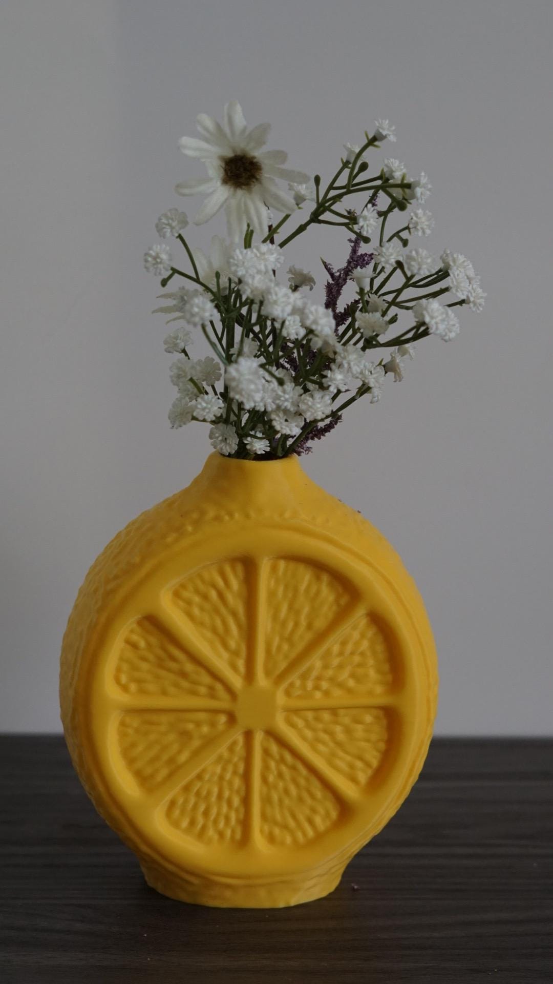 Lemon Vase, Fruit Shaped, Yellow Summer Decor-Printastic Treasures