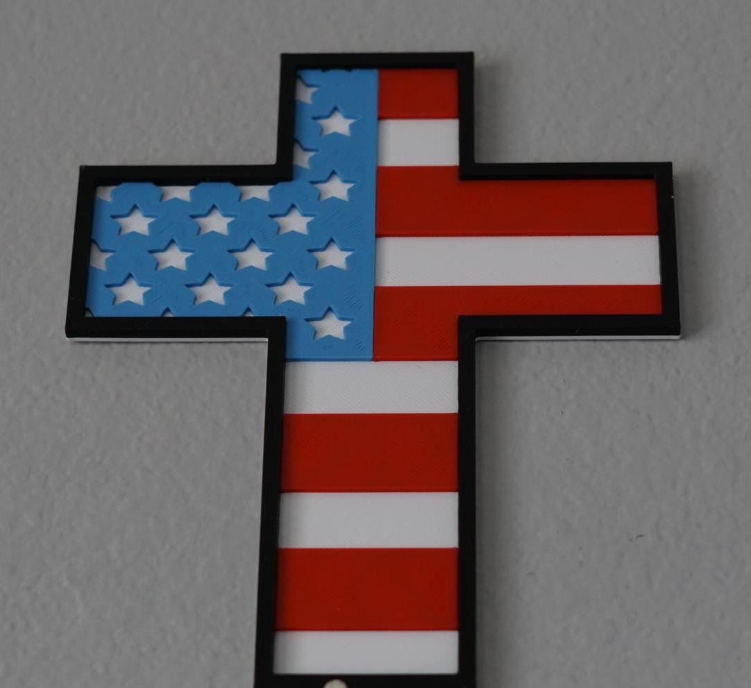 Wall Art, Patriotic Decor, American Flag Cross-Printastic Treasures