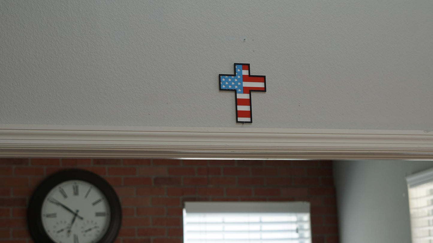 Wall Art, Patriotic Decor, American Flag Cross-Printastic Treasures