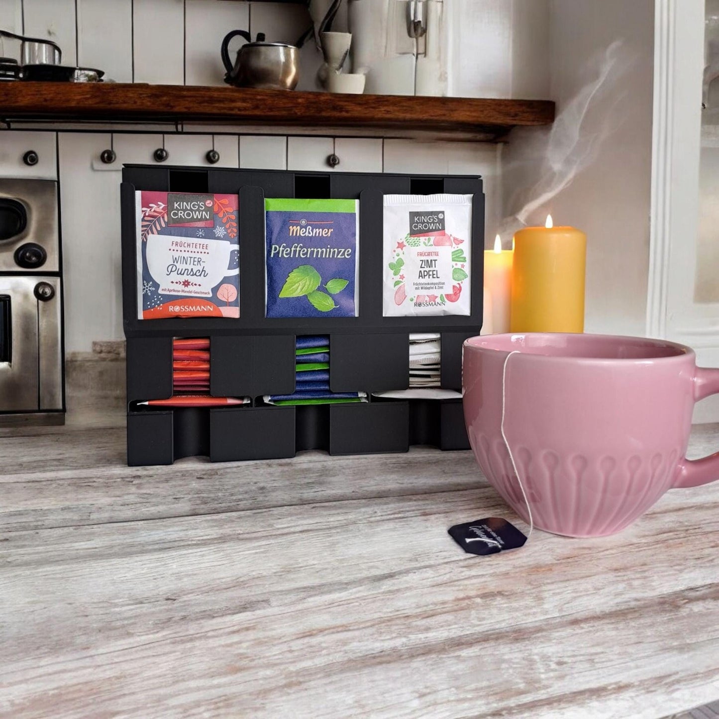 Tea Organizer – Modern, Minimalist, Rectangular Holder-Printastic Treasures
