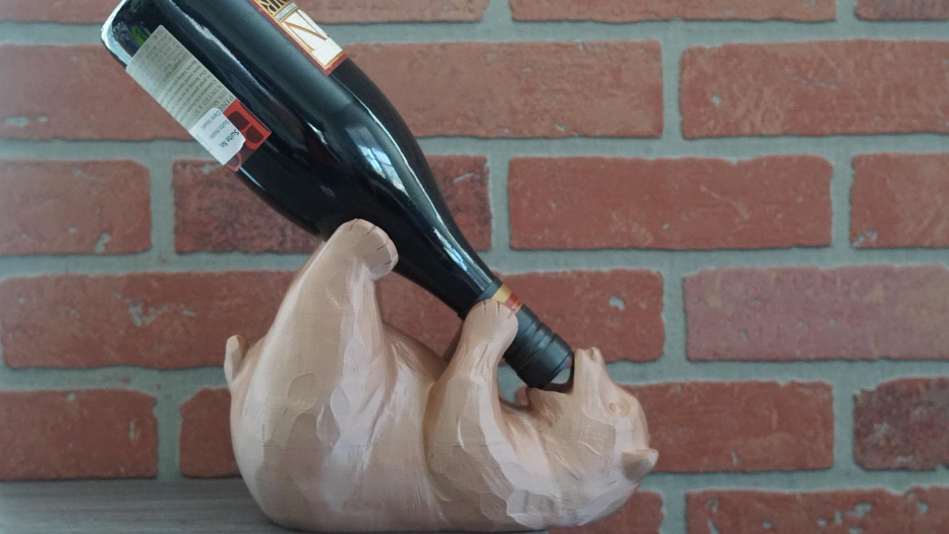 Wine Decor, Rustic Gift, Bear Bottle Holder-Printastic Treasures