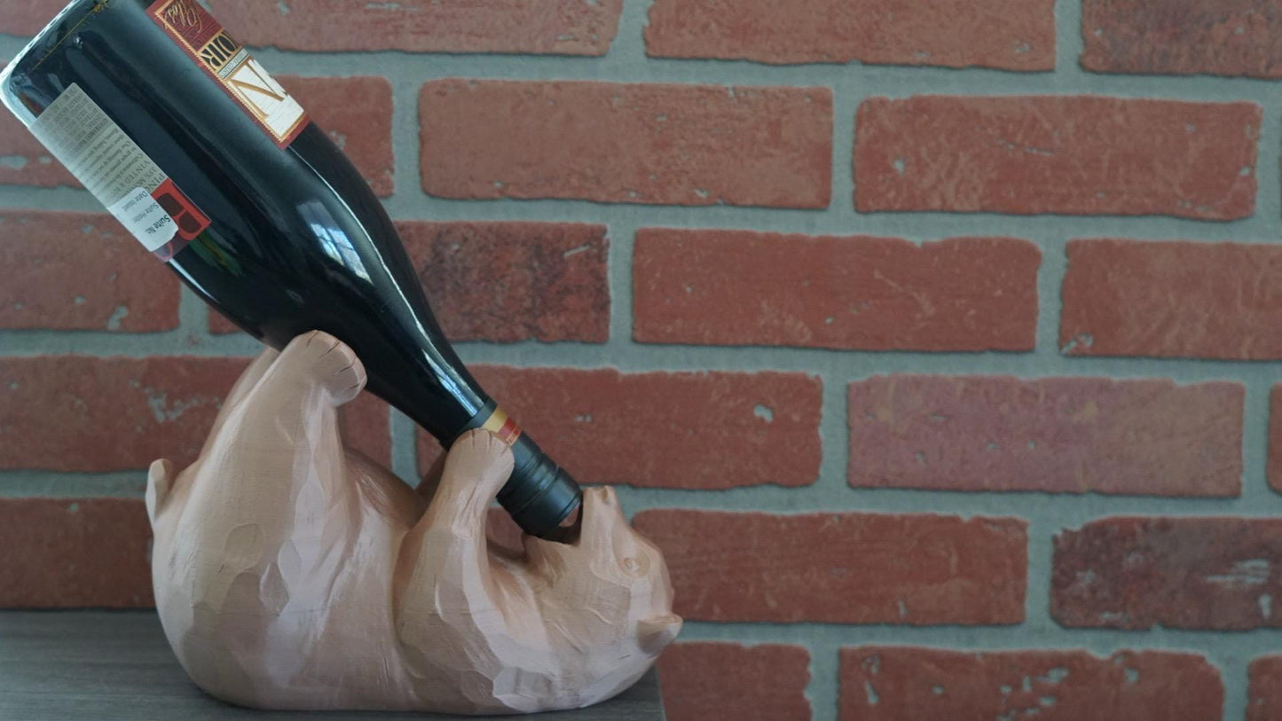 Wine Decor, Rustic Gift, Bear Bottle Holder-Printastic Treasures