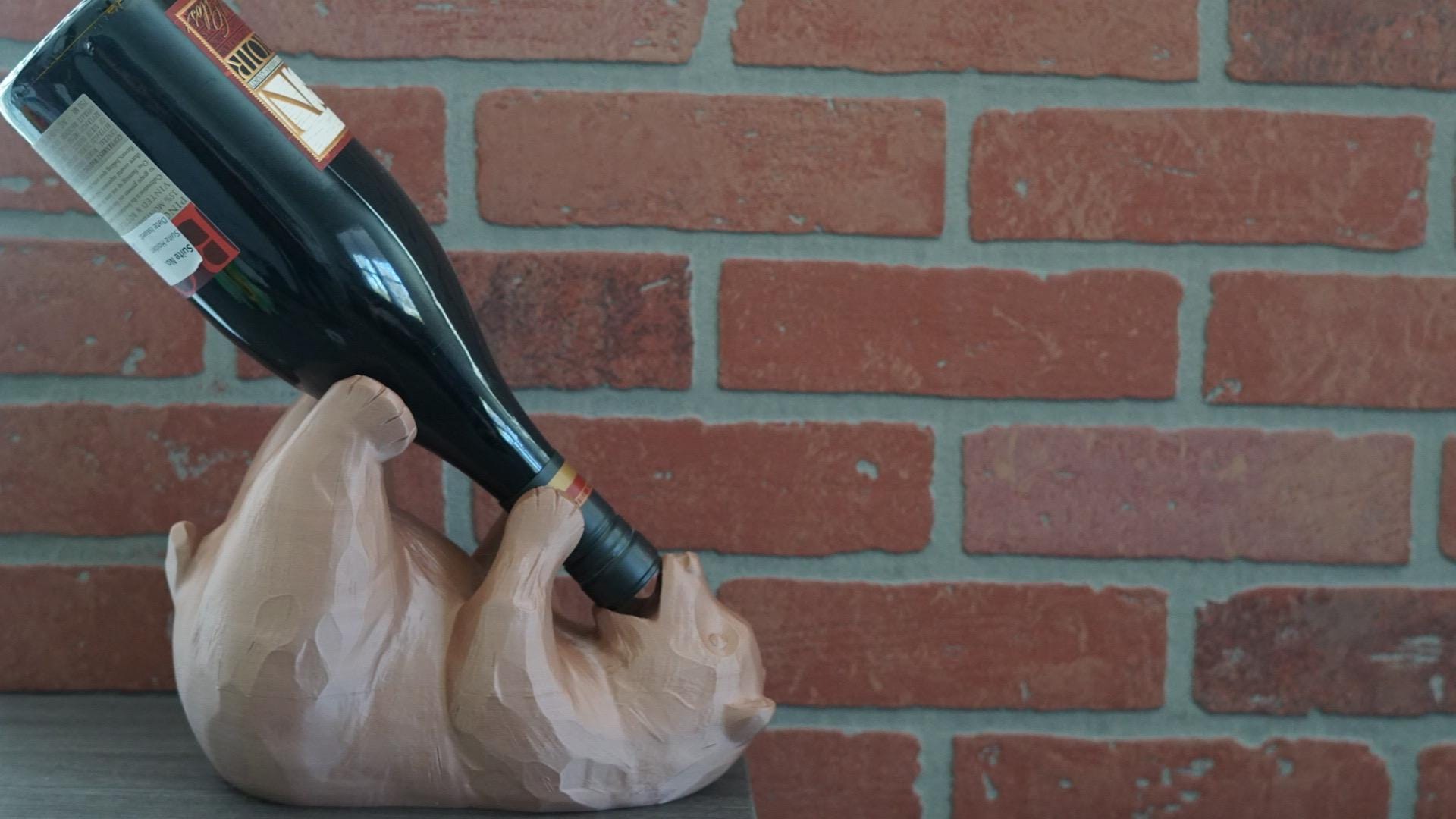 Wine Decor, Rustic Gift, Bear Bottle Holder-Printastic Treasures