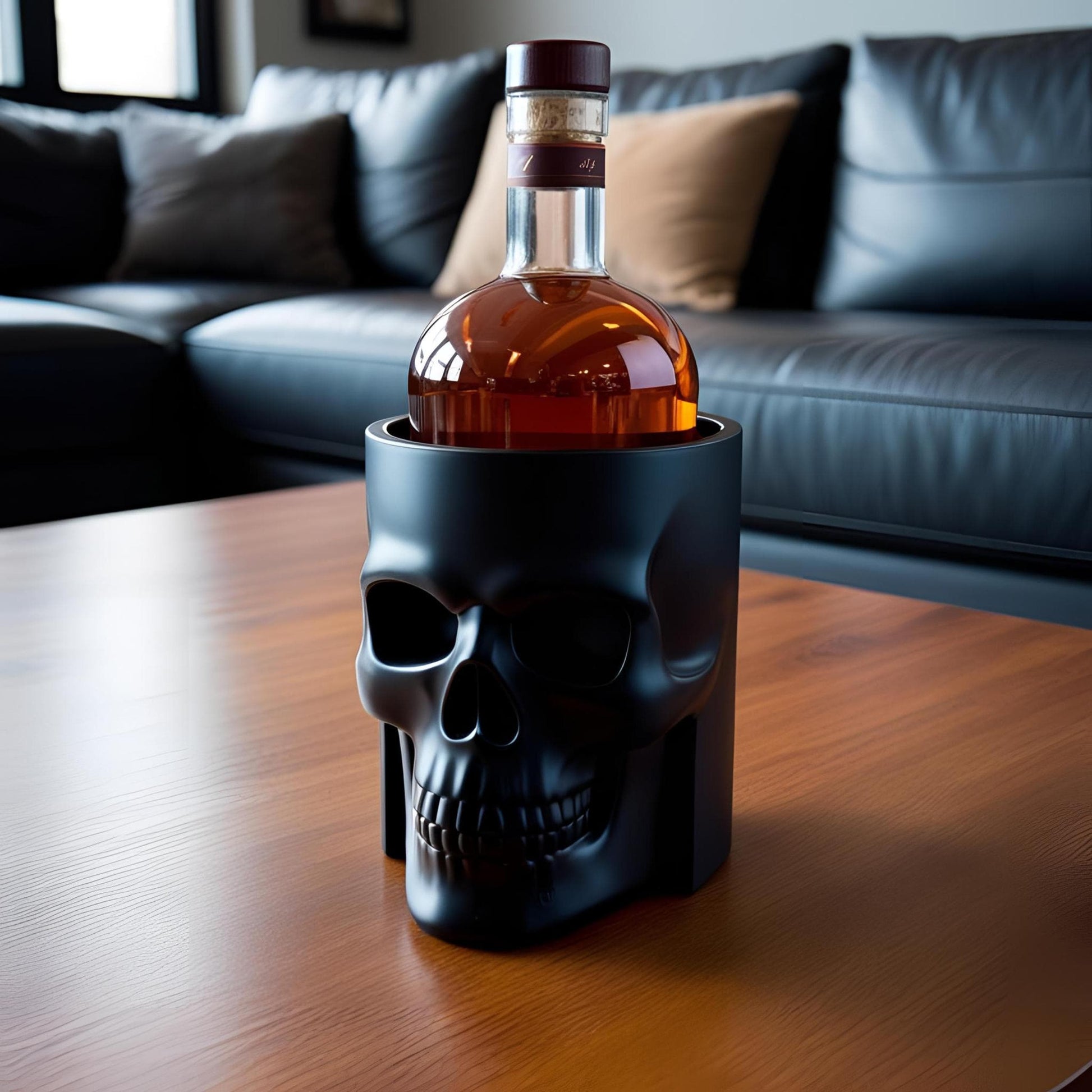 Gothic Skull Bottle Holder - Elegant Liquor Stand for Home Bars-Printastic Treasures
