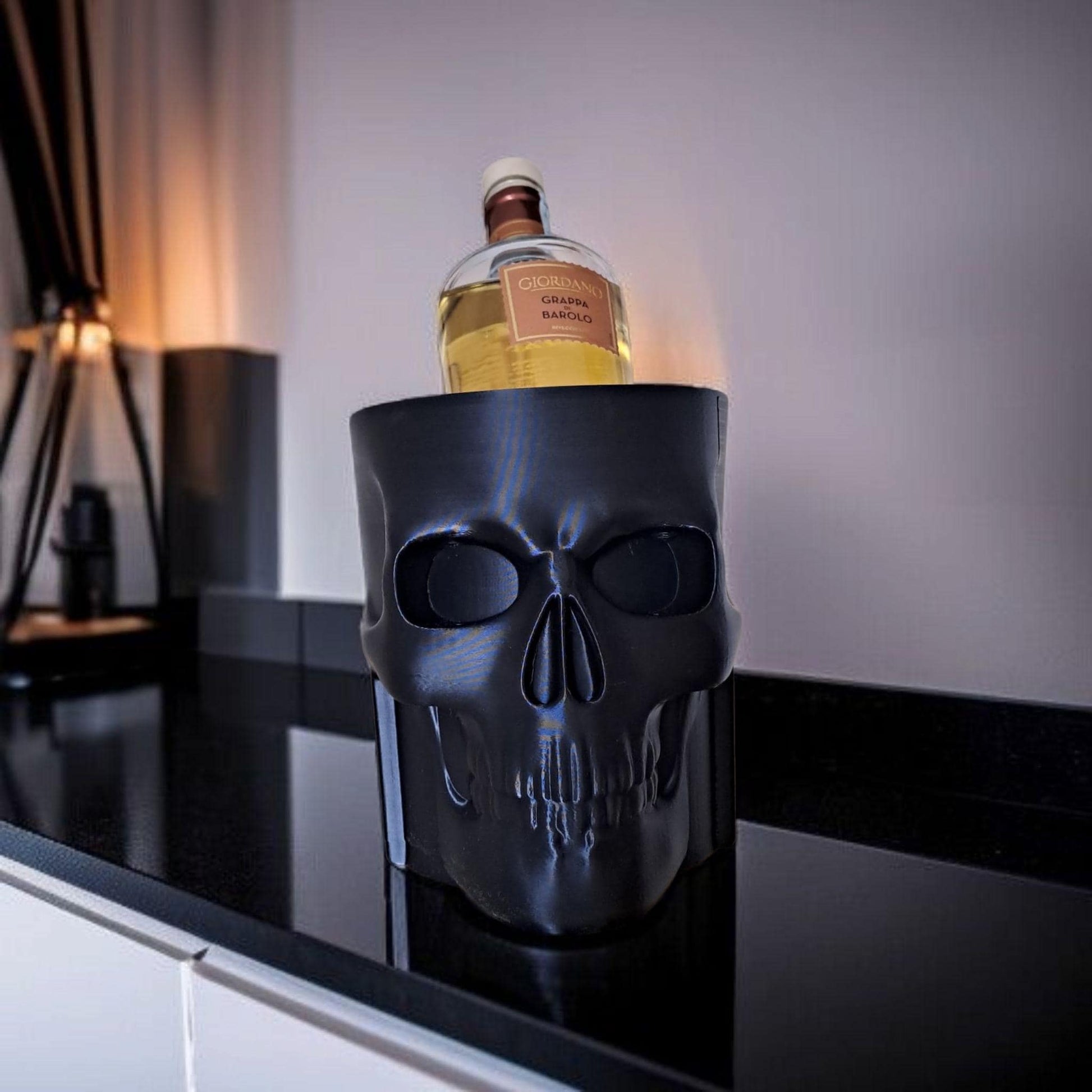 Gothic Skull Bottle Holder - Elegant Liquor Stand for Home Bars-Printastic Treasures