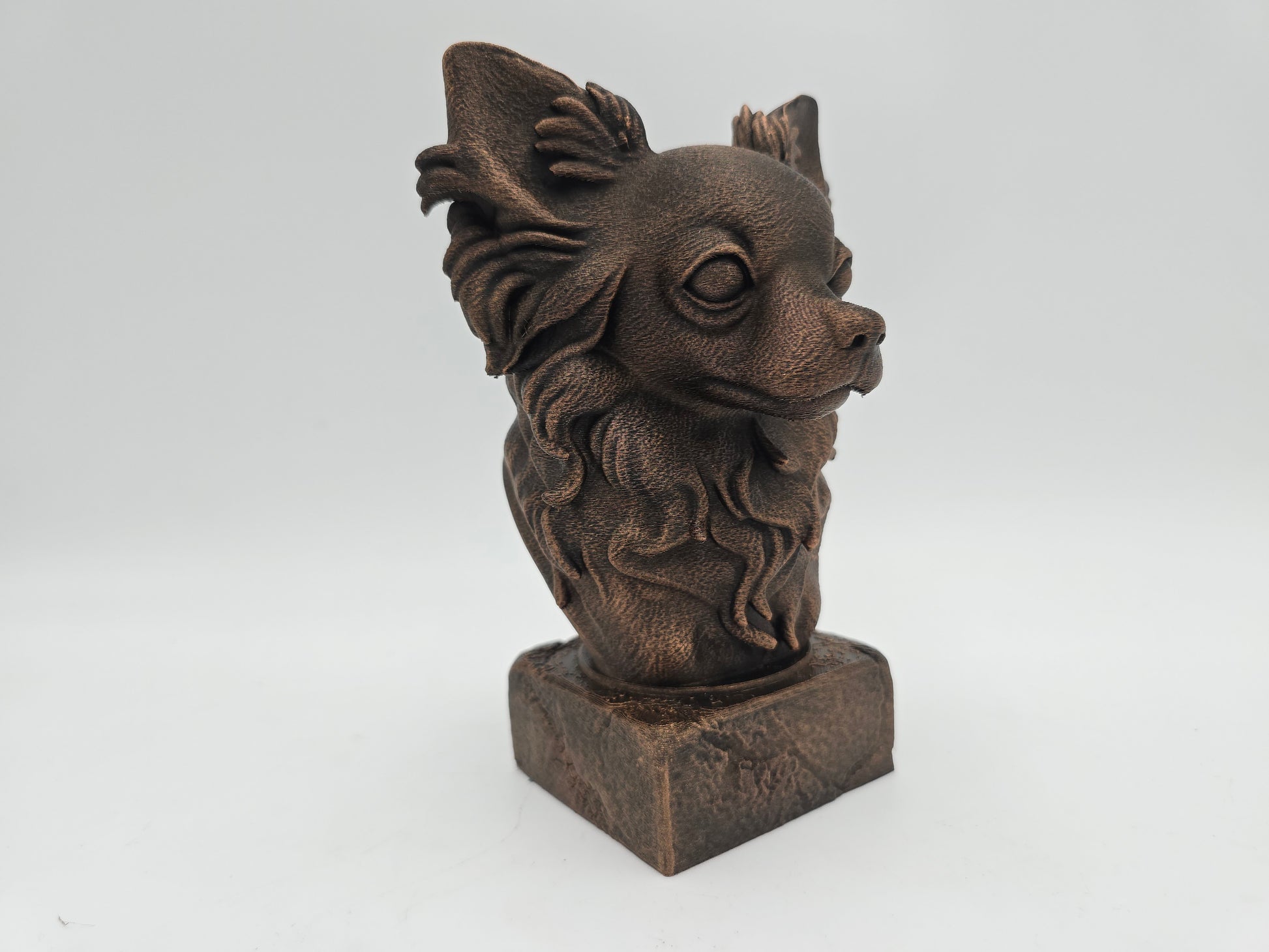 Dog Memorial, Long Haired Chihuahua, Bronze-Look Urn Bust-Printastic Treasures