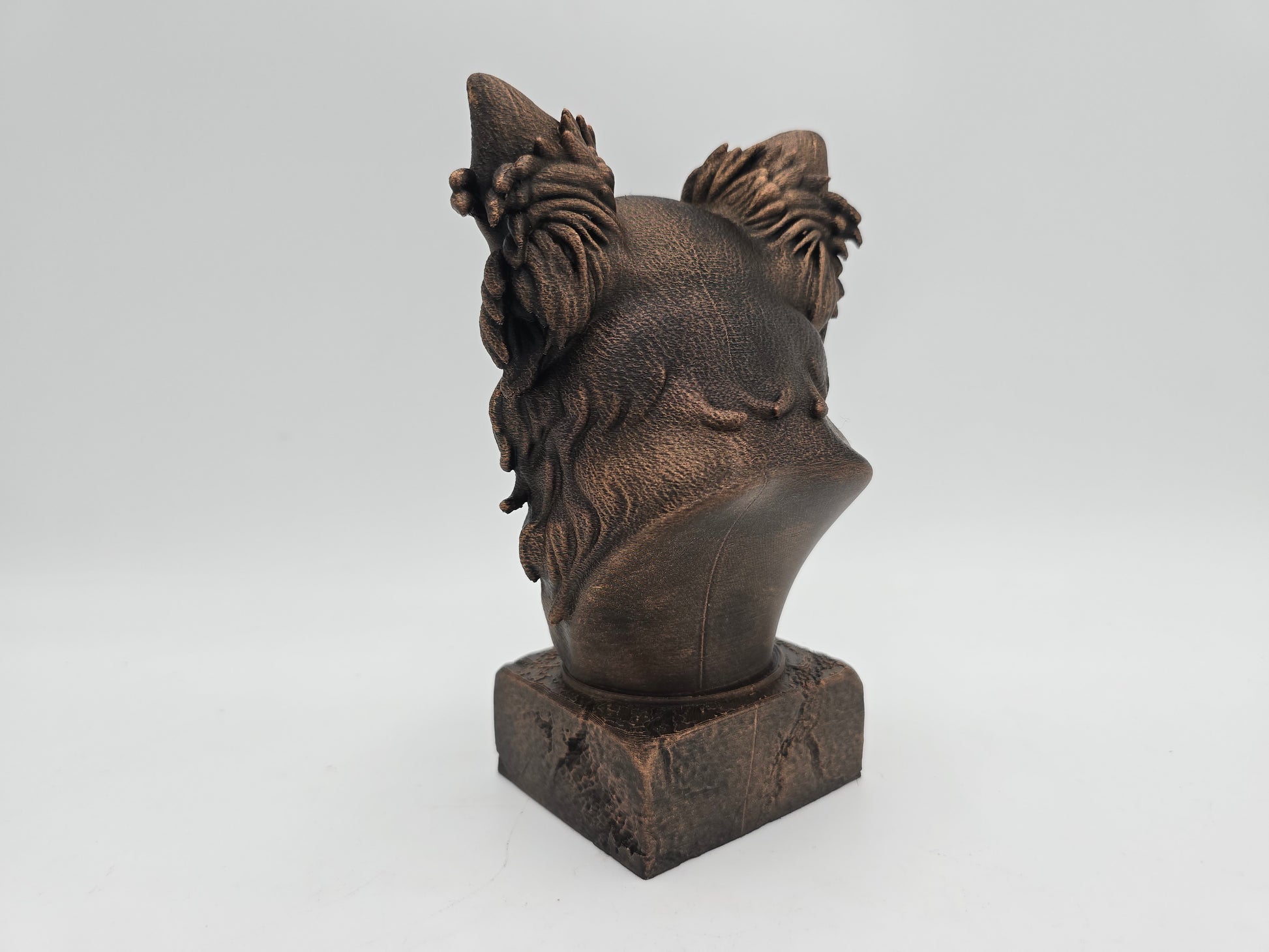 Dog Memorial, Long Haired Chihuahua, Bronze-Look Urn Bust-Printastic Treasures