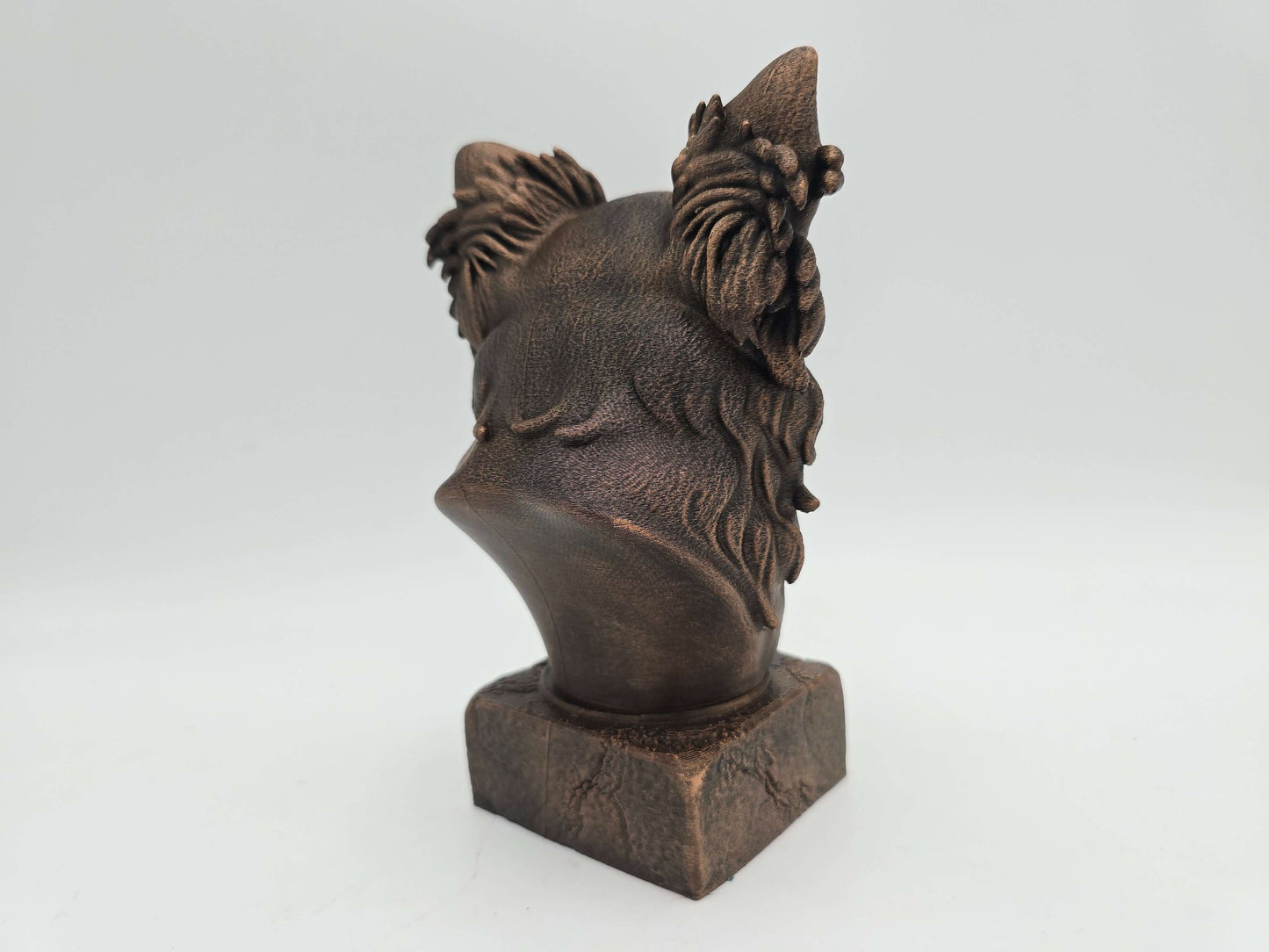 Dog Memorial, Long Haired Chihuahua, Bronze-Look Urn Bust-Printastic Treasures