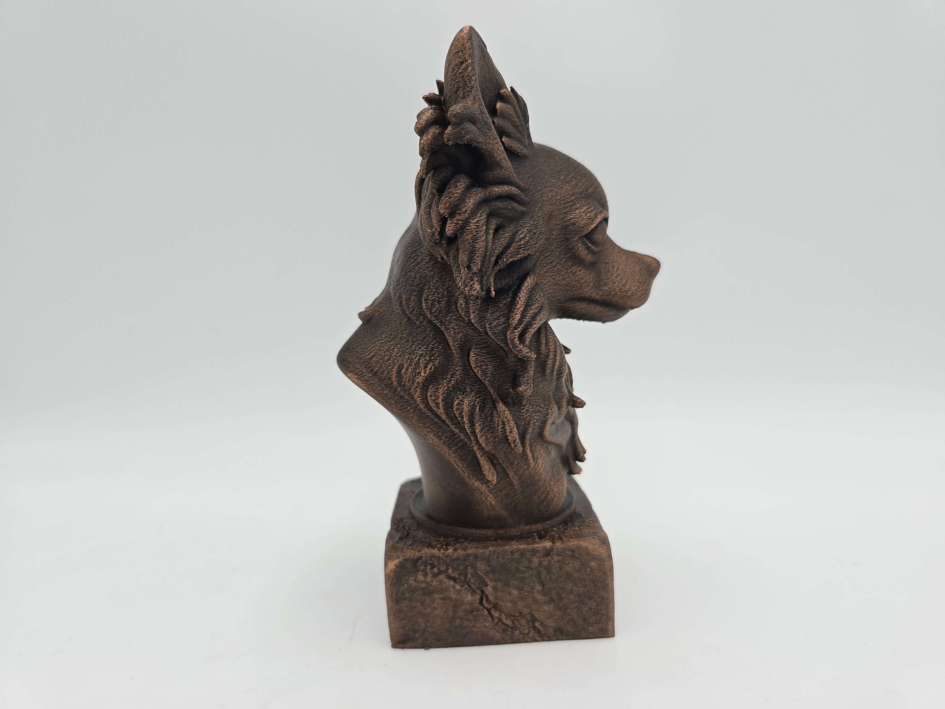 Dog Memorial, Long Haired Chihuahua, Bronze-Look Urn Bust-Printastic Treasures